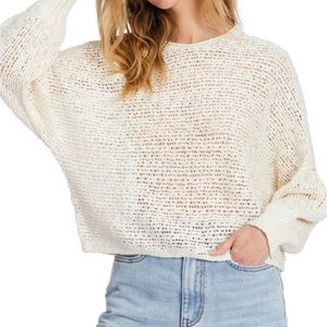 Billabong Sun Dazed Slub Cotton Blend Sweater In Salt Crystal. Size Medium